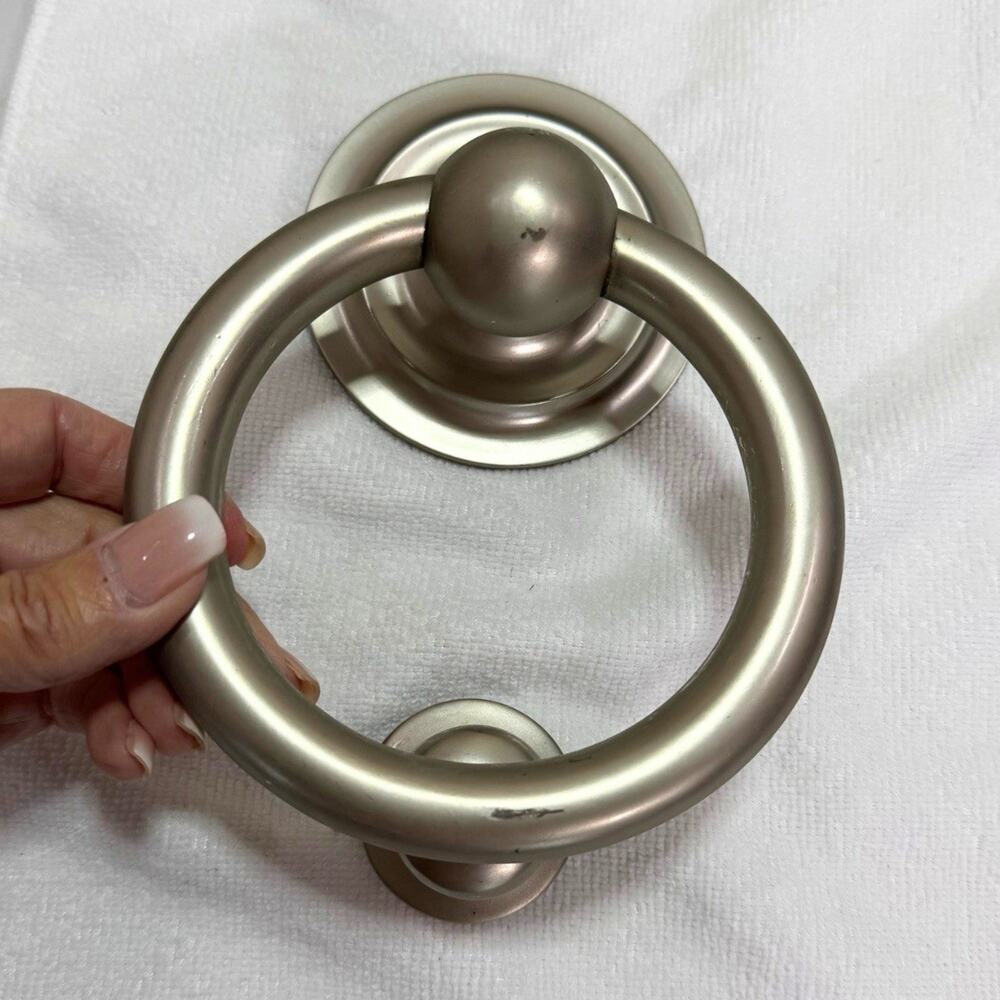 Vintage Restoration Hardware Large Ring Door Knocker Heavy Satin Nickel Finish